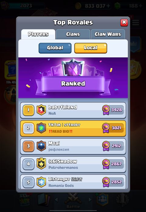 Top Royales — clasament ranked