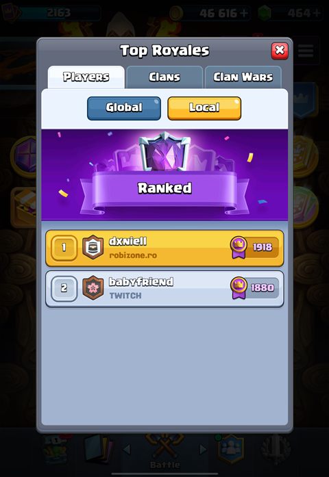 Top Royales — clasament ranked