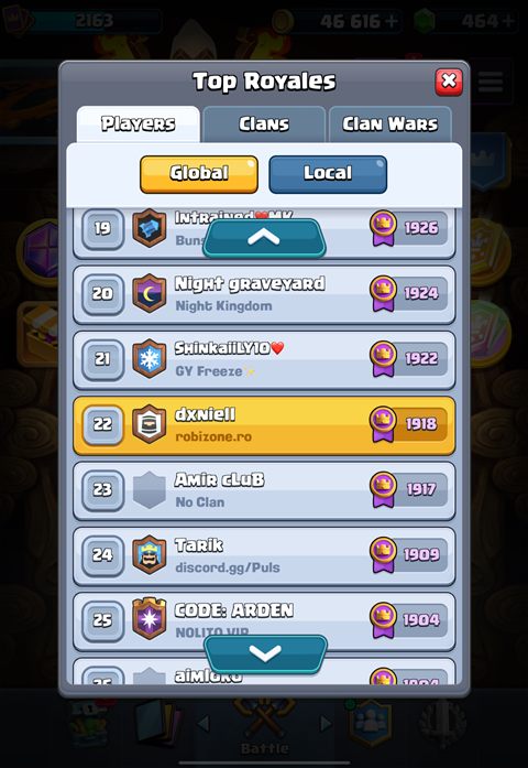 Top Royales — clasament ranked